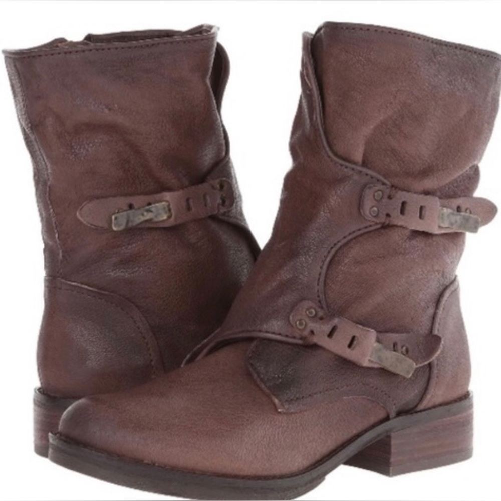 Sam Edelman Ridge Moto Tan Taupe Leather Riding Short Ankle Boots